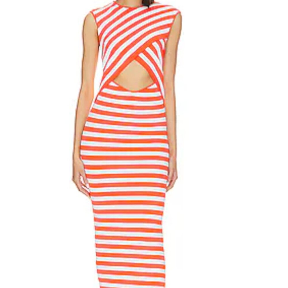 L Academie Tina Striped Midi